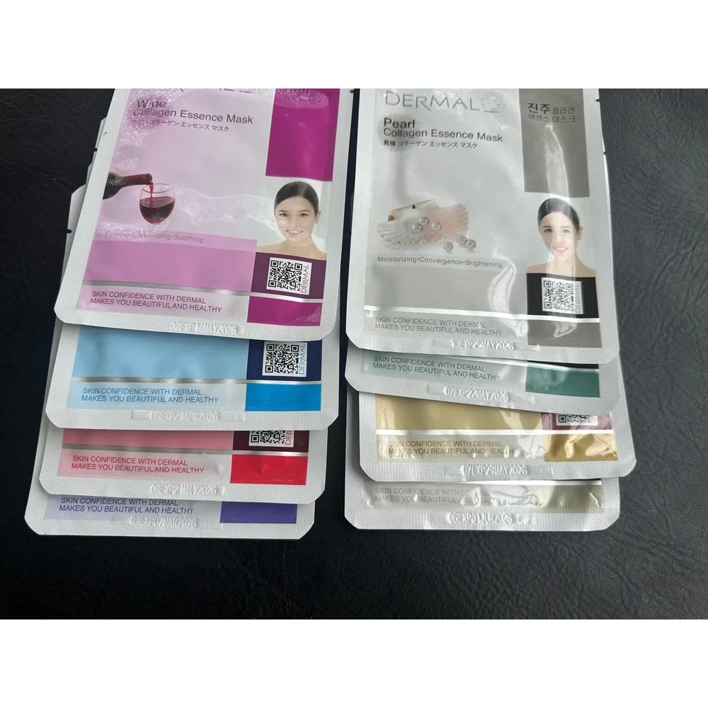 Dermal Collagen Essence Mask Sheet Variety‎ Pack 8 Count K-Beauty Skincare NIP